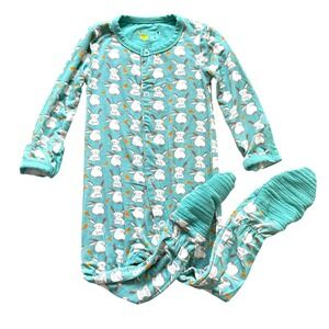 Clover Teal Bamboo Little‎ Bunny Rabbit Easter Spring Snap Footie Sleeper Pajama